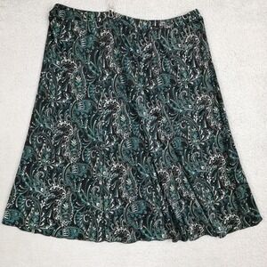 CJ Banks Womens Skirt Paisley Print Below Knee Black Blue Pull On‎ Plus 1X